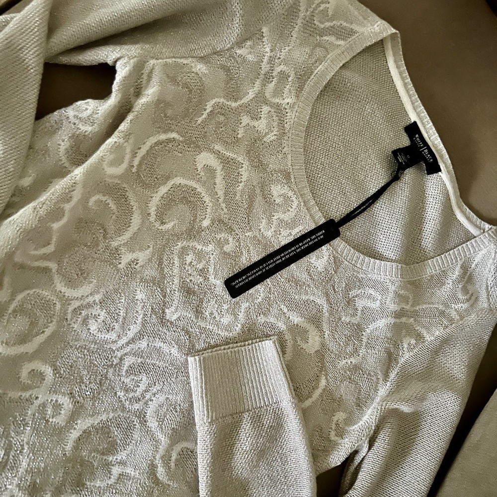 White House Black Market Ivory Textured Sweater